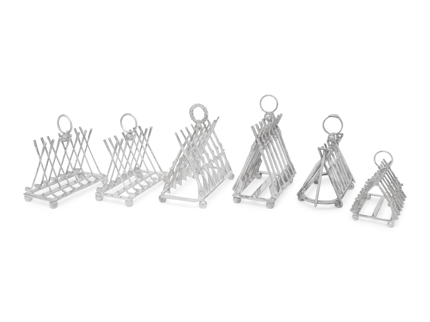 Six Silver-Plate Novelty Toast Racks