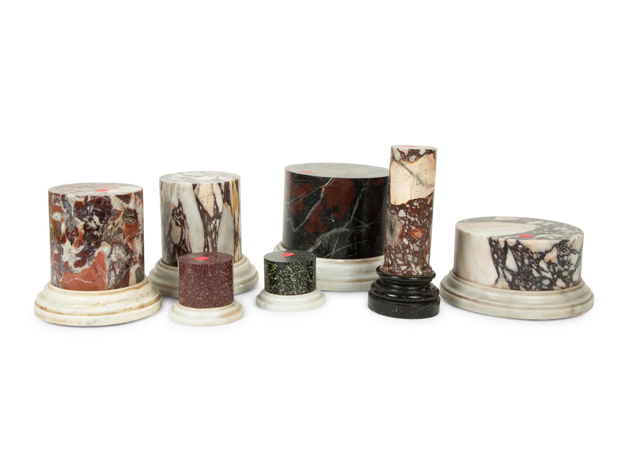 A Group of Continental Variegated Marble Bases — 20TH CENTURY