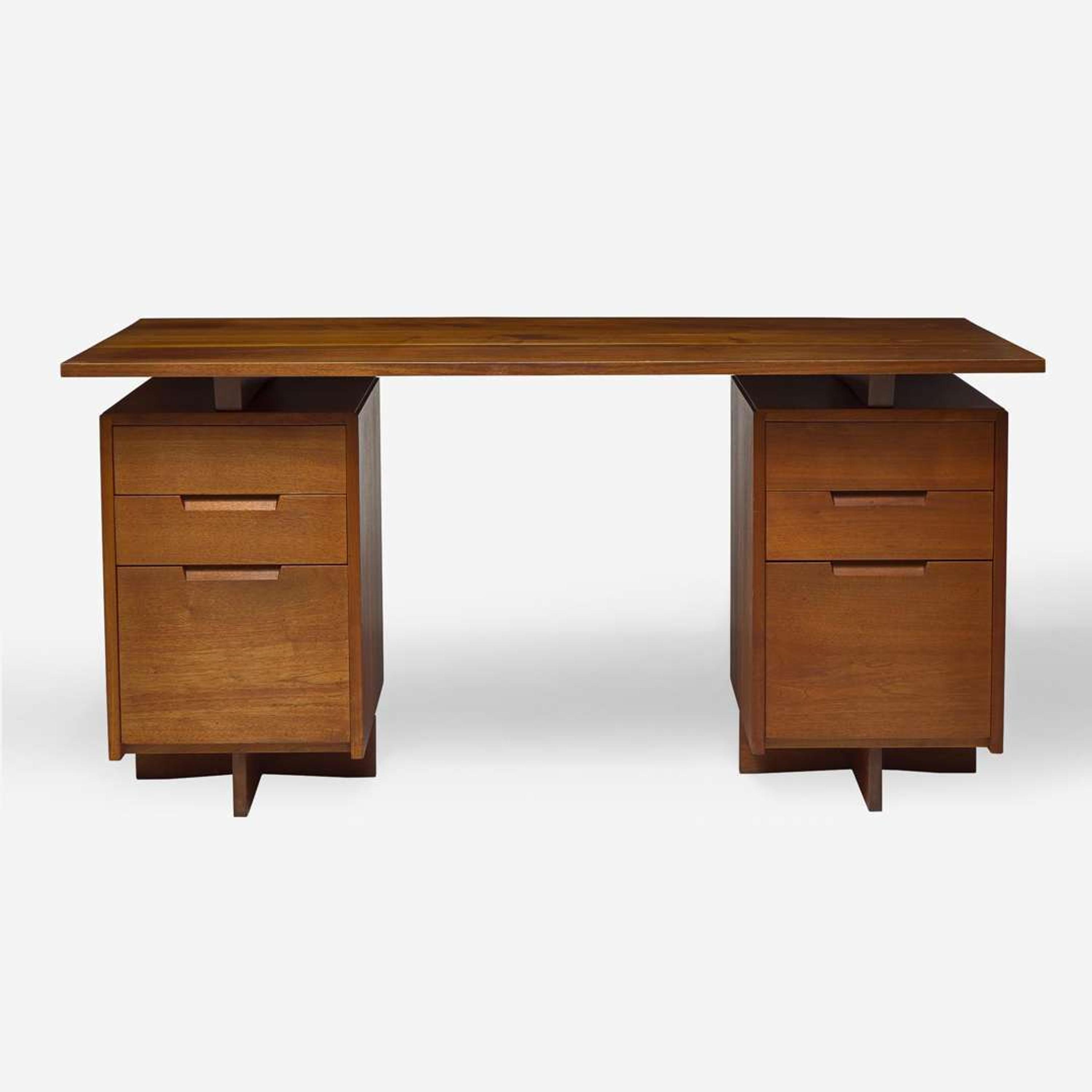 George Nakashima (American, 1905-1990) "Double-Pedestal" Desk, New Hope, Pennsylvania, circa 1965
