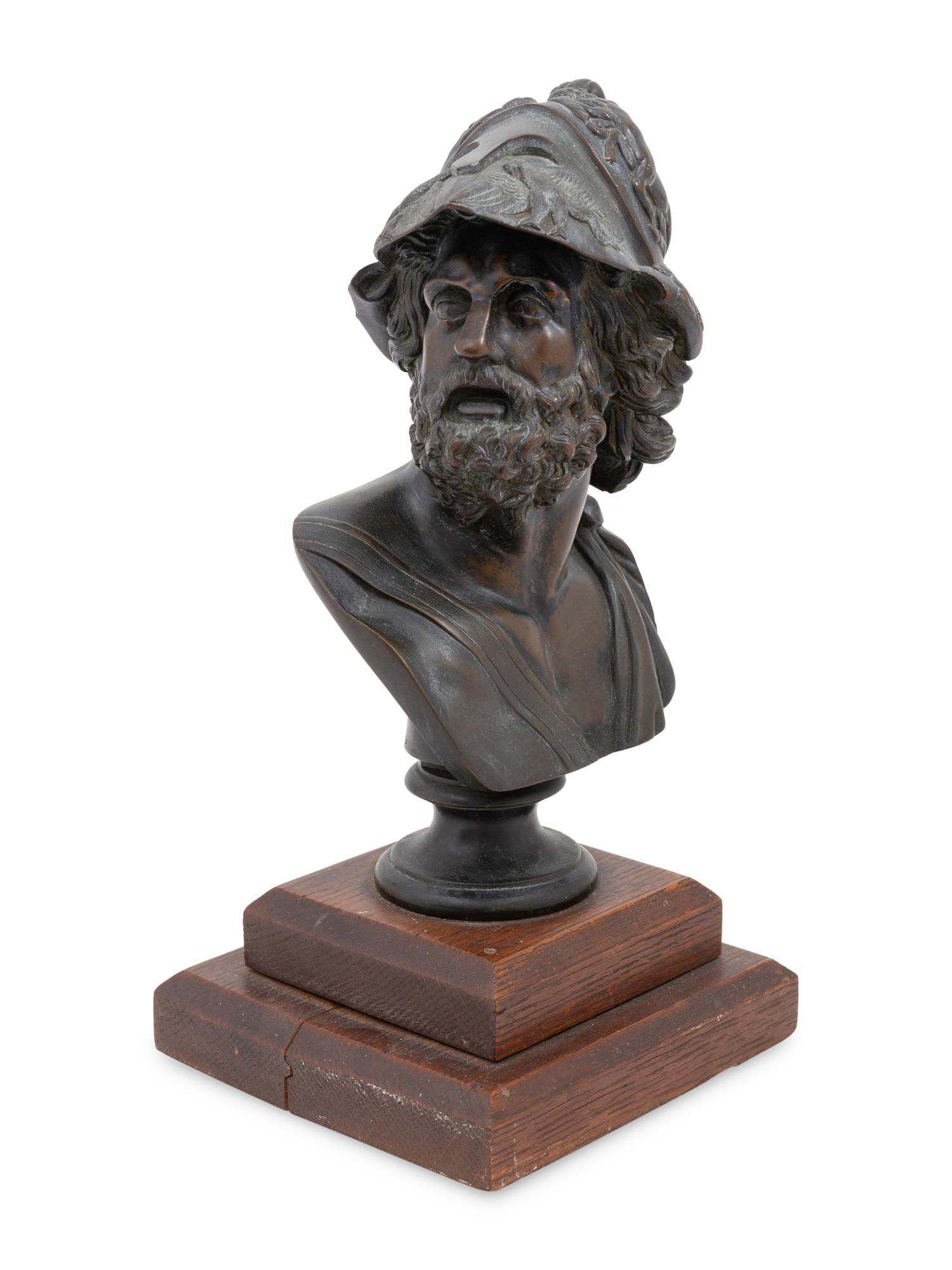 An Italian Grand Tour Bronze Bust of Menelaus