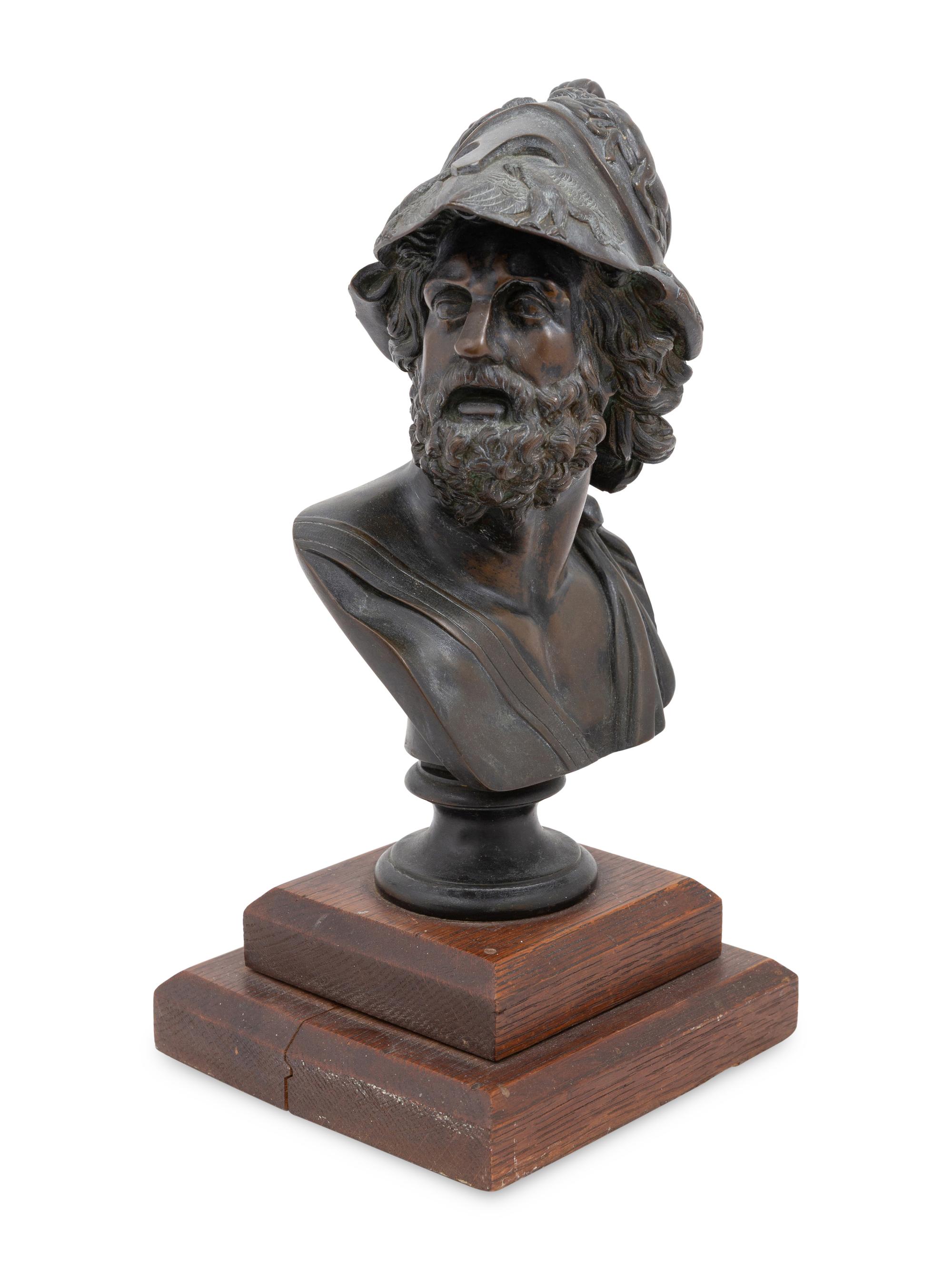 An Italian Grand Tour Bronze Bust of Menelaus