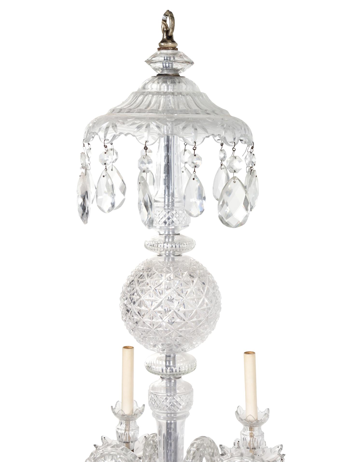 An English Cut Glass Eight-Light Chandelier