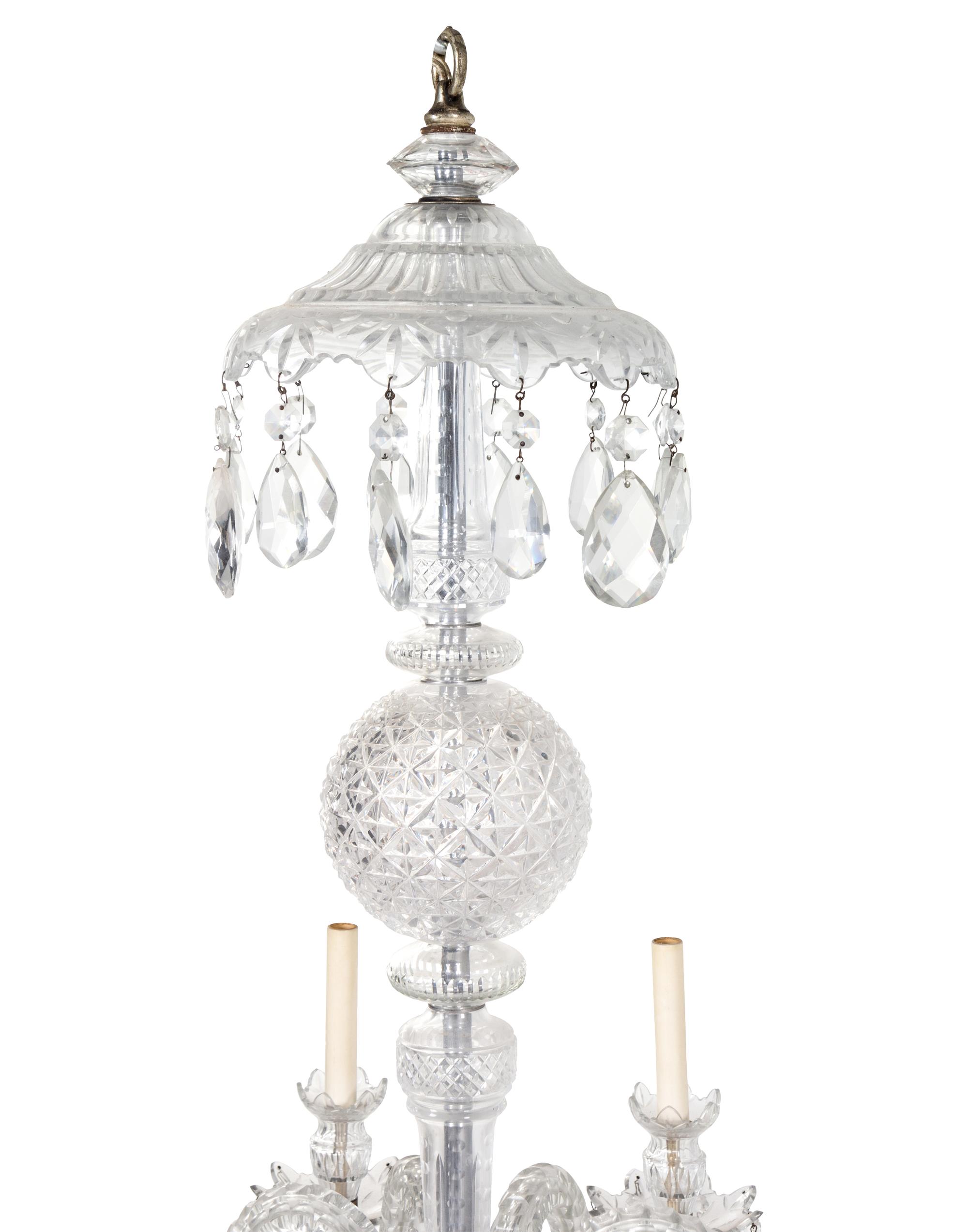 An English Cut Glass Eight-Light Chandelier