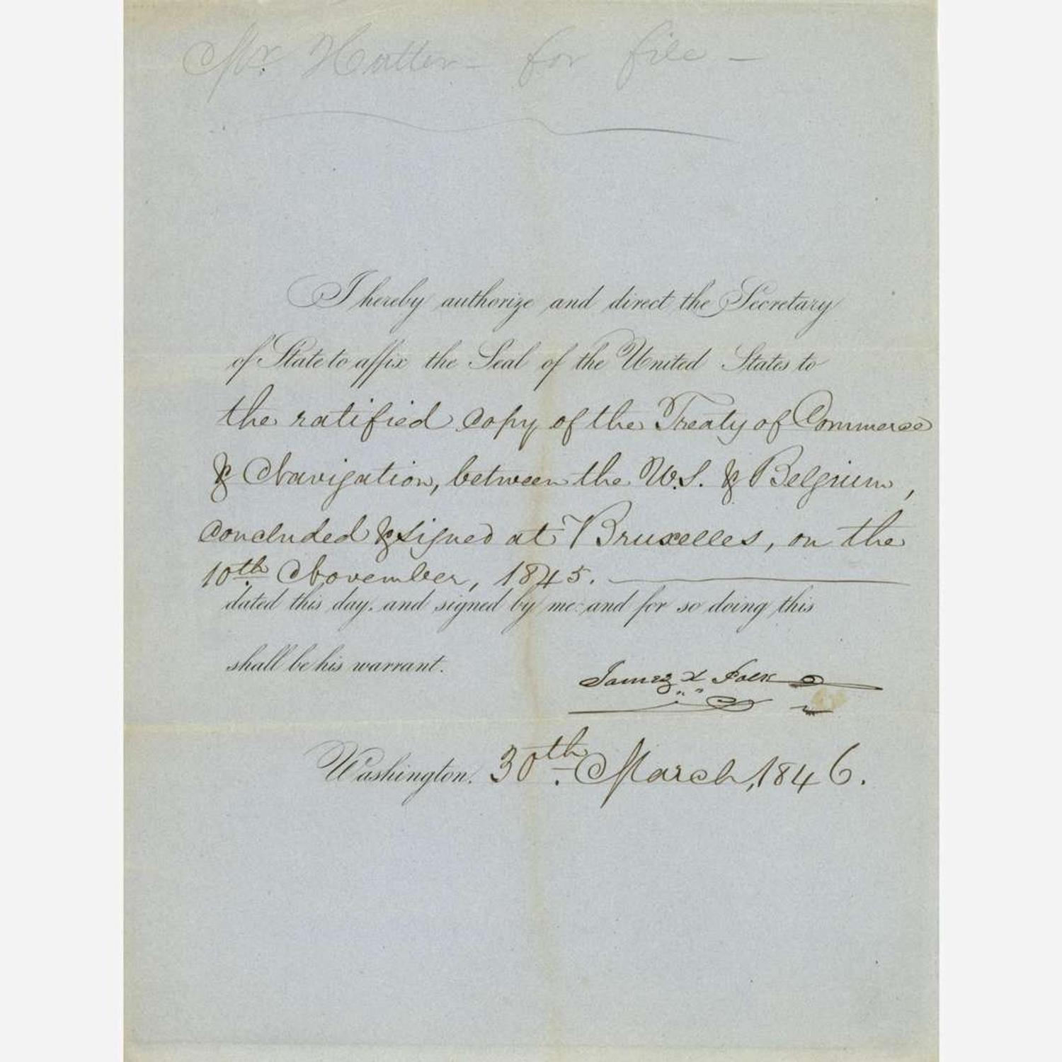 [Presidential] Polk, James K. Printed Document, signed
