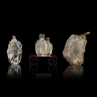 Three Chinese Rock Crystal Snuff Bottles, 19th-20th Century 晚清民國 水晶雕鼻煙壺三支