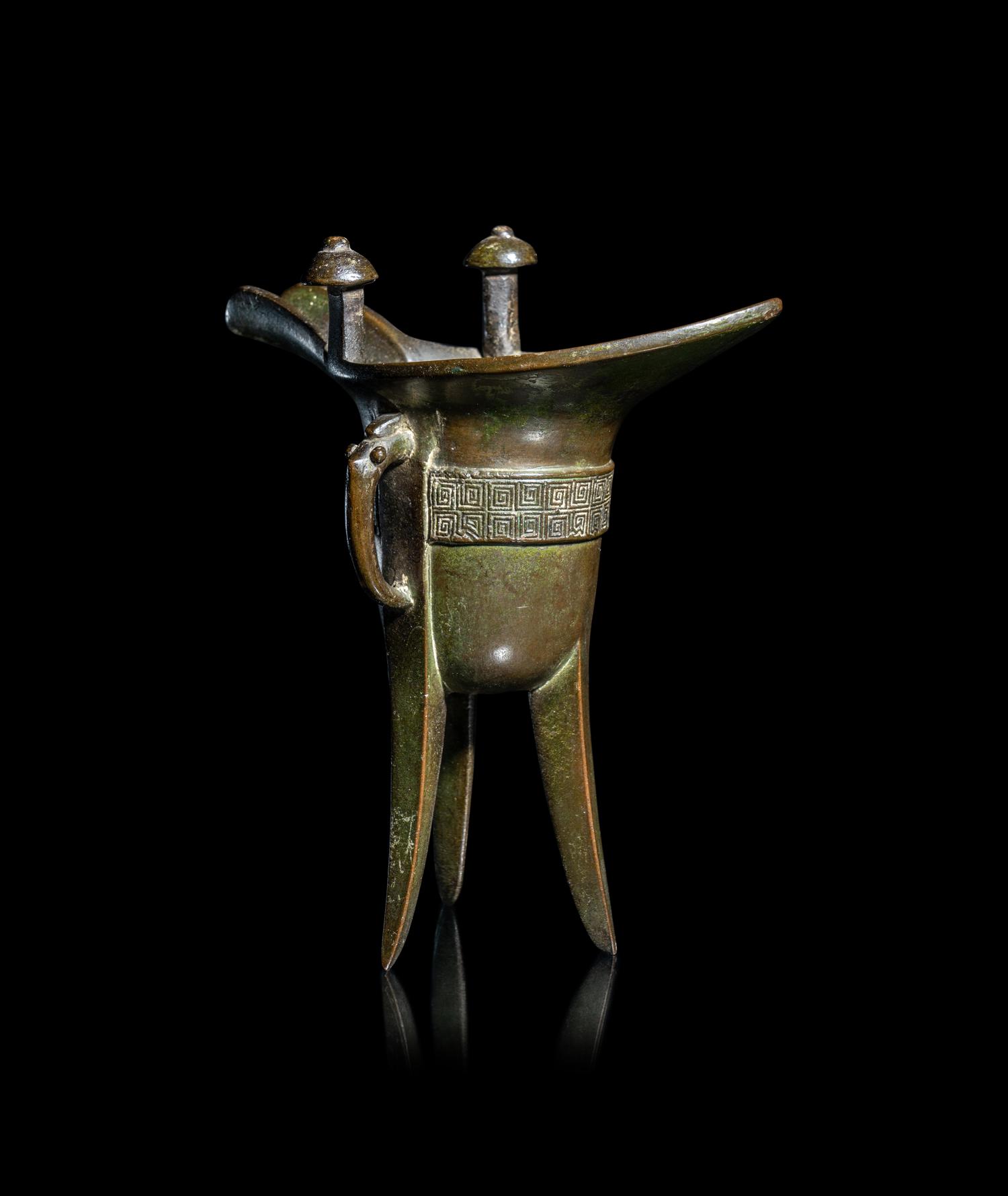A Chinese Bronze Jue Cup