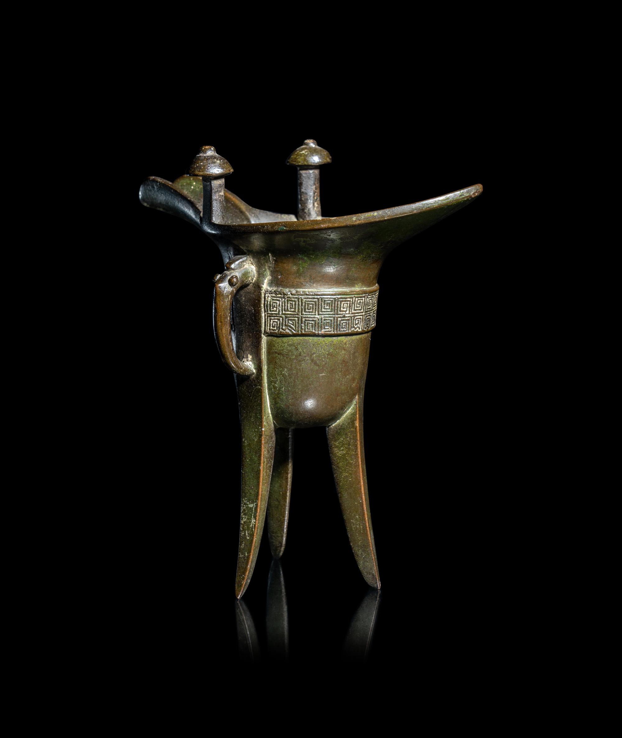 A Chinese Bronze Jue Cup