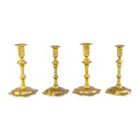 Two Pairs of English Brass Candlesticks