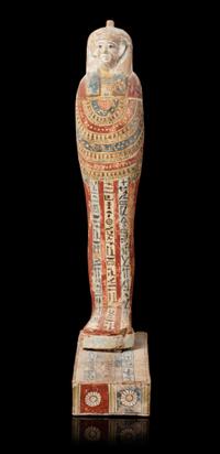 An Egyptian Painted Wood Ptah-Sokar-Osiris Height 30 inches. — LATE PERIOD TO PTOLEMAIC PERIOD, 664-30 B.C.E.