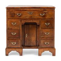 A George II Burl Walnut Kneehole Desk