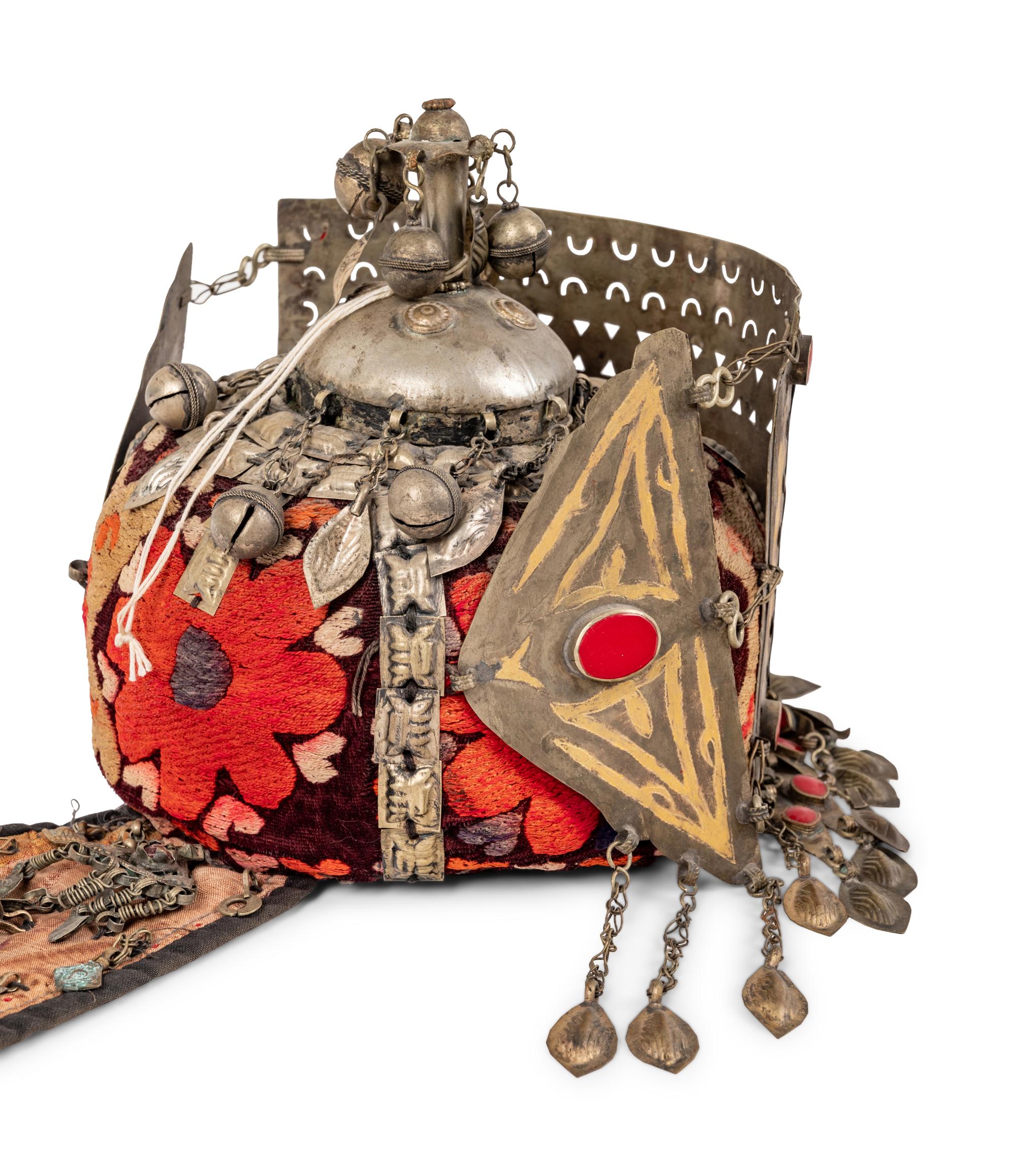 A Mongolian Silver Mounted Ceremonial Headdress