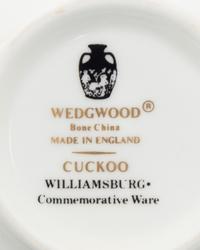 A Group of Wedgwood Cuckoo Porcelain Teacups and Saucers