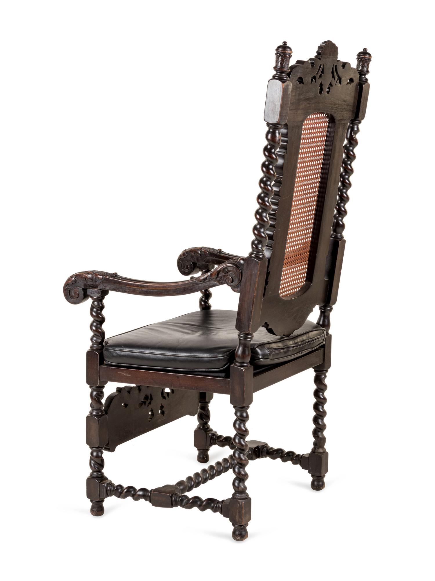 A Renaissance Revival Walnut Open Armchair