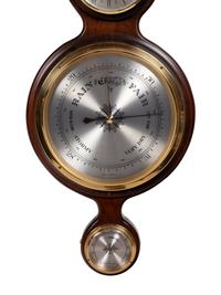 An Admiral Fitzroy Mahogany Barometer and a Modern English Mahogany Clock with Barometer