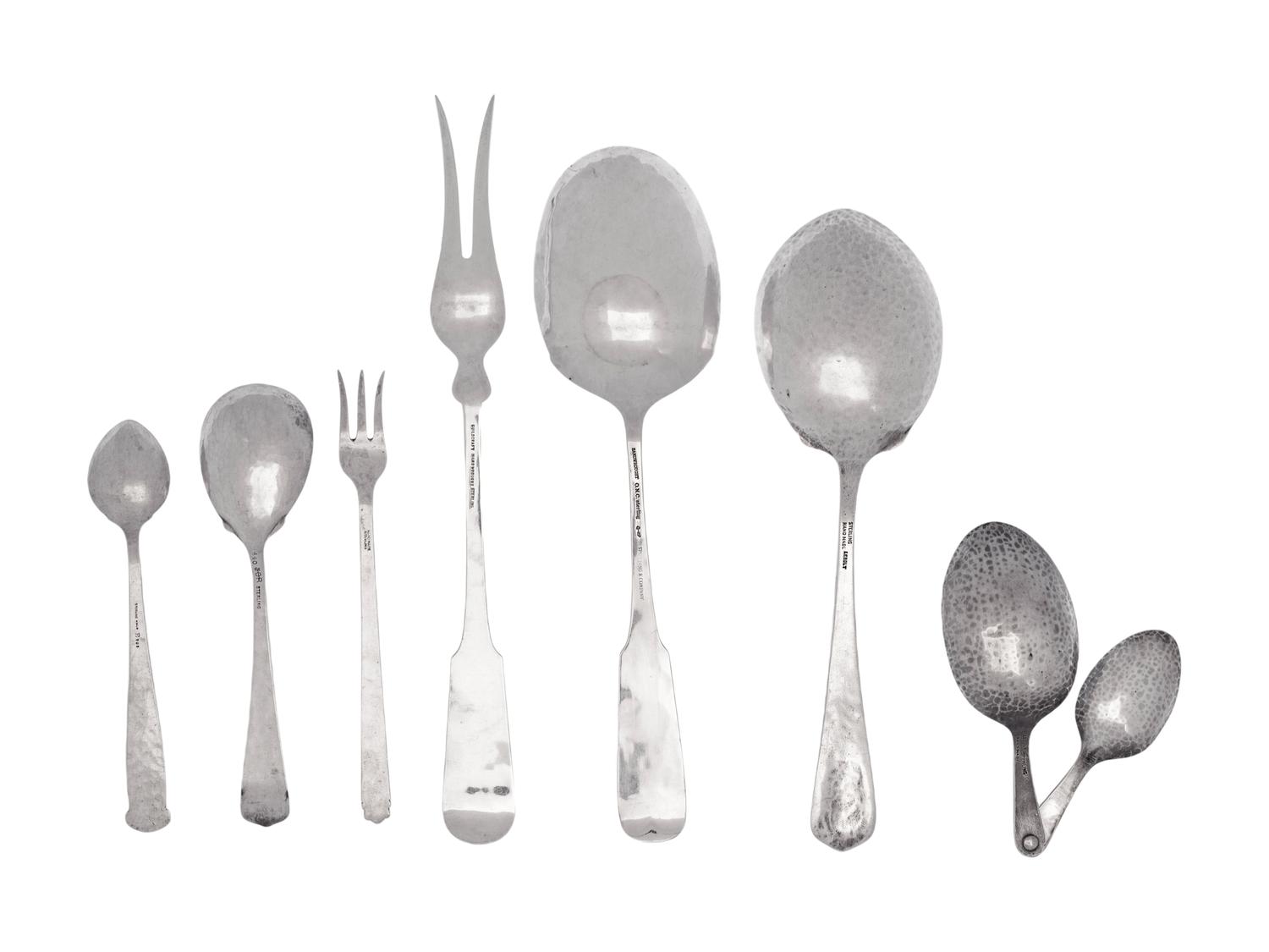 A Collection of American Arts & Crafts Silver Flatware Articles
