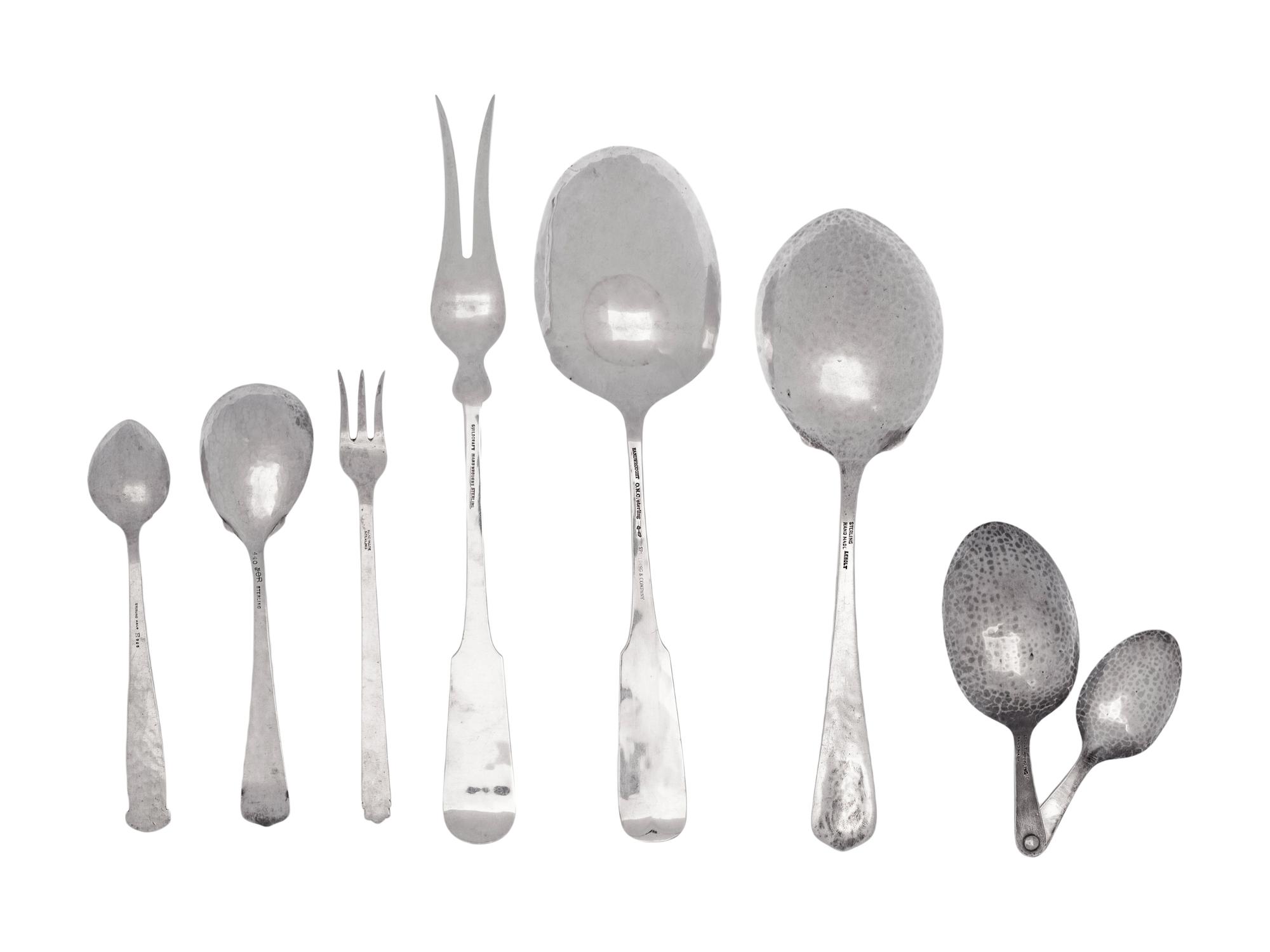 A Collection of American Arts & Crafts Silver Flatware Articles