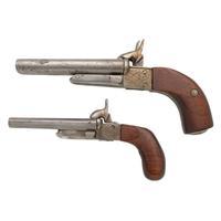 Two Continental Double Barrel Pin Fire Pistols