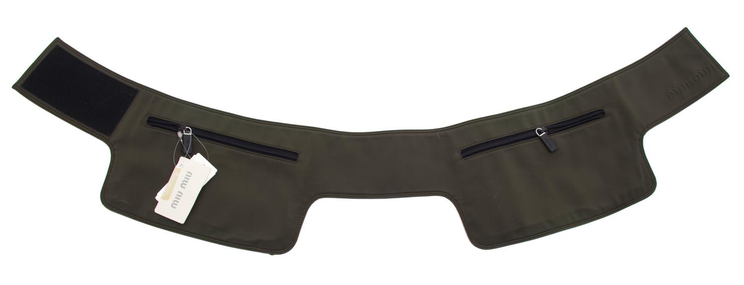 A Miu Miu Olive Green Lycra Hip Belt 36" x 7".