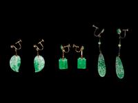 Three Pairs of Chinese Jadeite Earrings