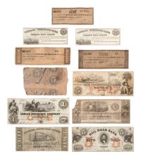 [CIVIL WAR]. A group of fractional currency, patriotic covers, & 19th century notes and covers.
