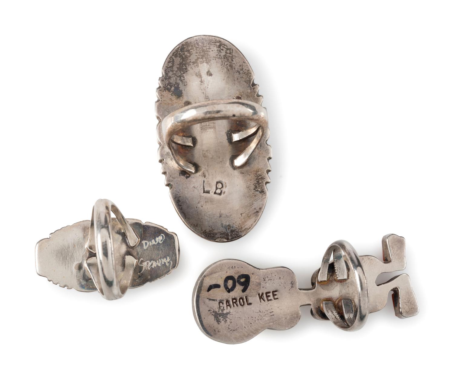 Navajo, Zuni, and Southwestern-style Silver Rings, with Inlay