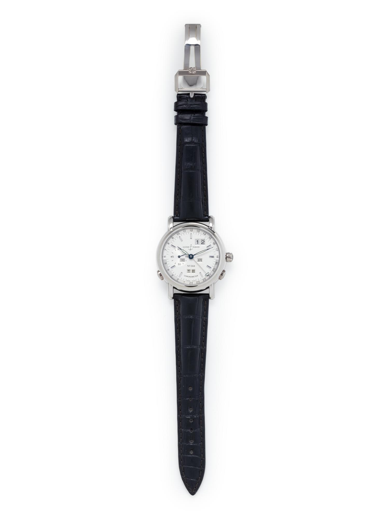 ULYSSE NARDIN, PLATINUM LIMITED EDITION REF. 329-80 DAY-DATE PERPETUAL CALENDAR GMT WRISTWATCH
