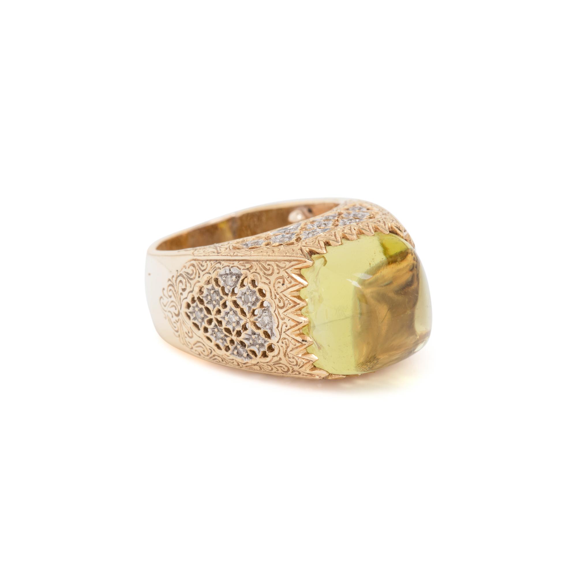 BICOLOR GOLD, PERIDOT AND DIAMOND RING