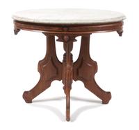 A Victorian Walnut Parlor Table Height 24 1/2 x width 28 1/2 x depth 21 inches. — 19TH CENTURY