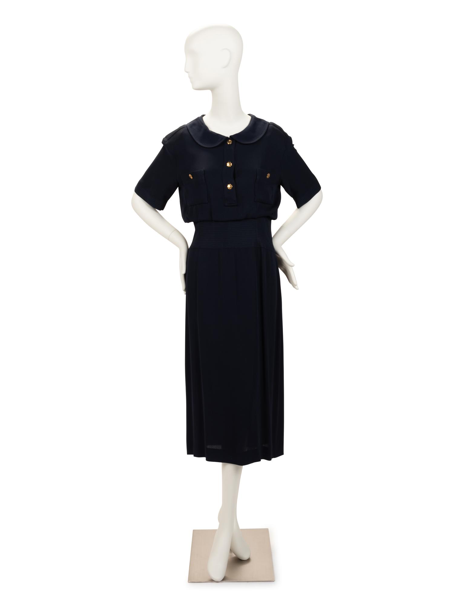 Chanel Silk Dress with Bloused Top, 1980s