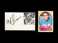 An O.J. Simpson 1970 Topps Rookie Football Card and Signed Autographed Index Card