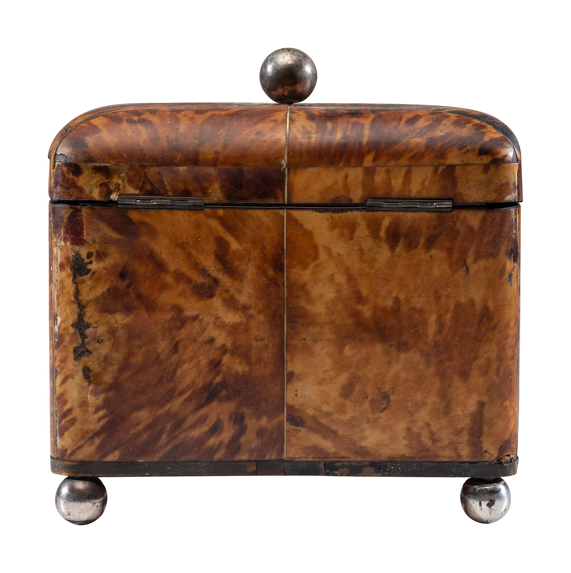 A Regency Tortoise Shell Tea Caddy