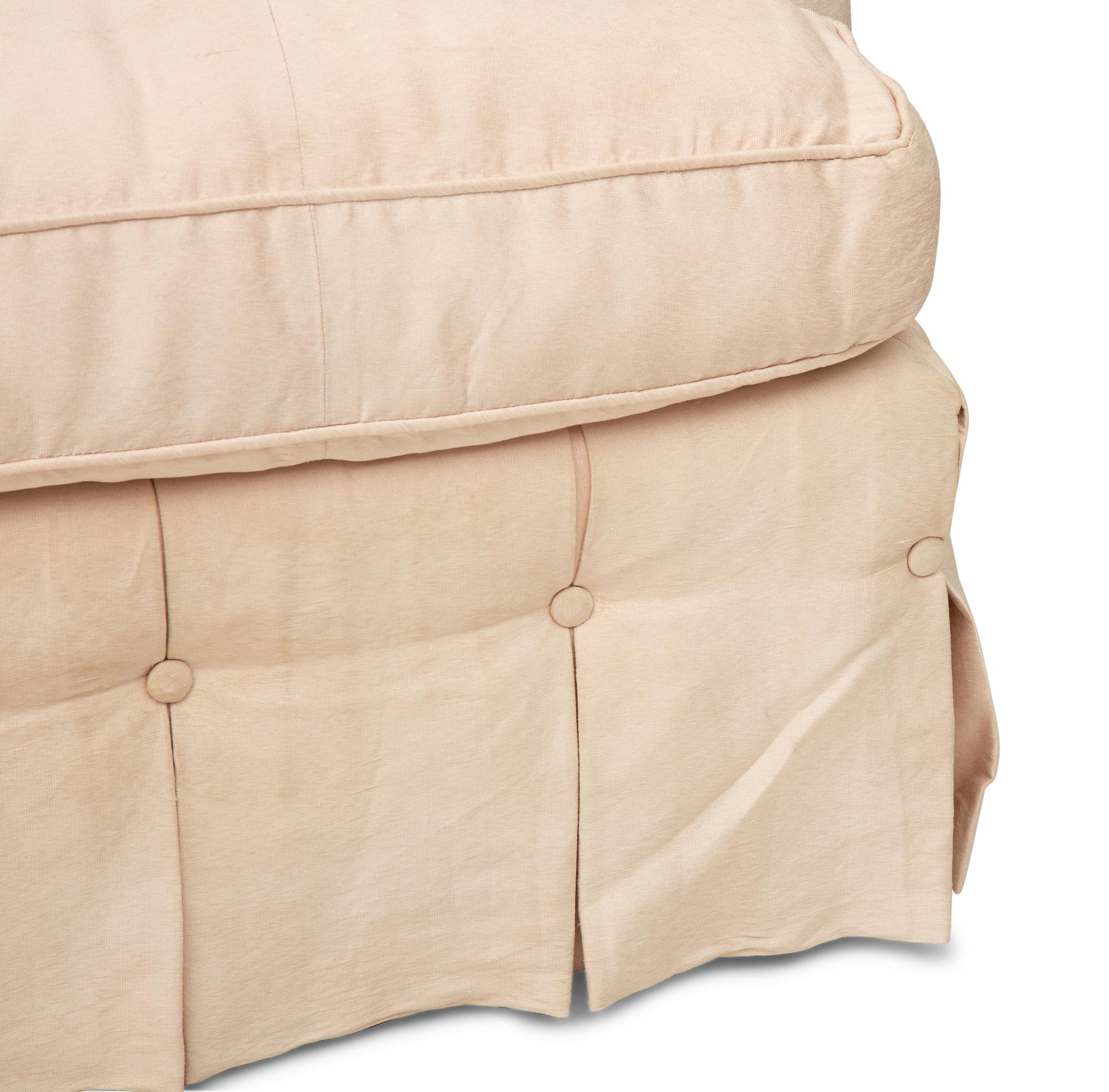 A Button-Tufted Silk Upholstered Settee