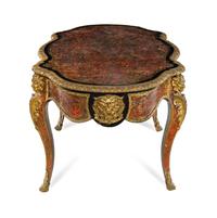 A Fine Napoleon III Gilt Bronze Mounted Boulle Marquetry and Tortoise Shell Center Table