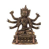 A Sino-Tibetan Gilt Bronze Figure of a Deity Height 7 inches.
