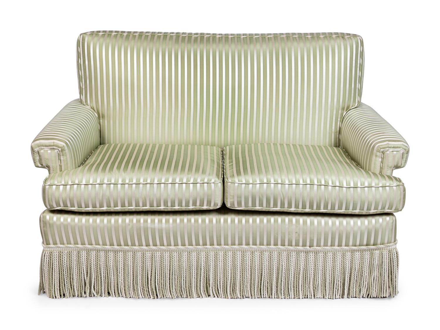 A Striped Silk Upholstered Two-Seat Sofa