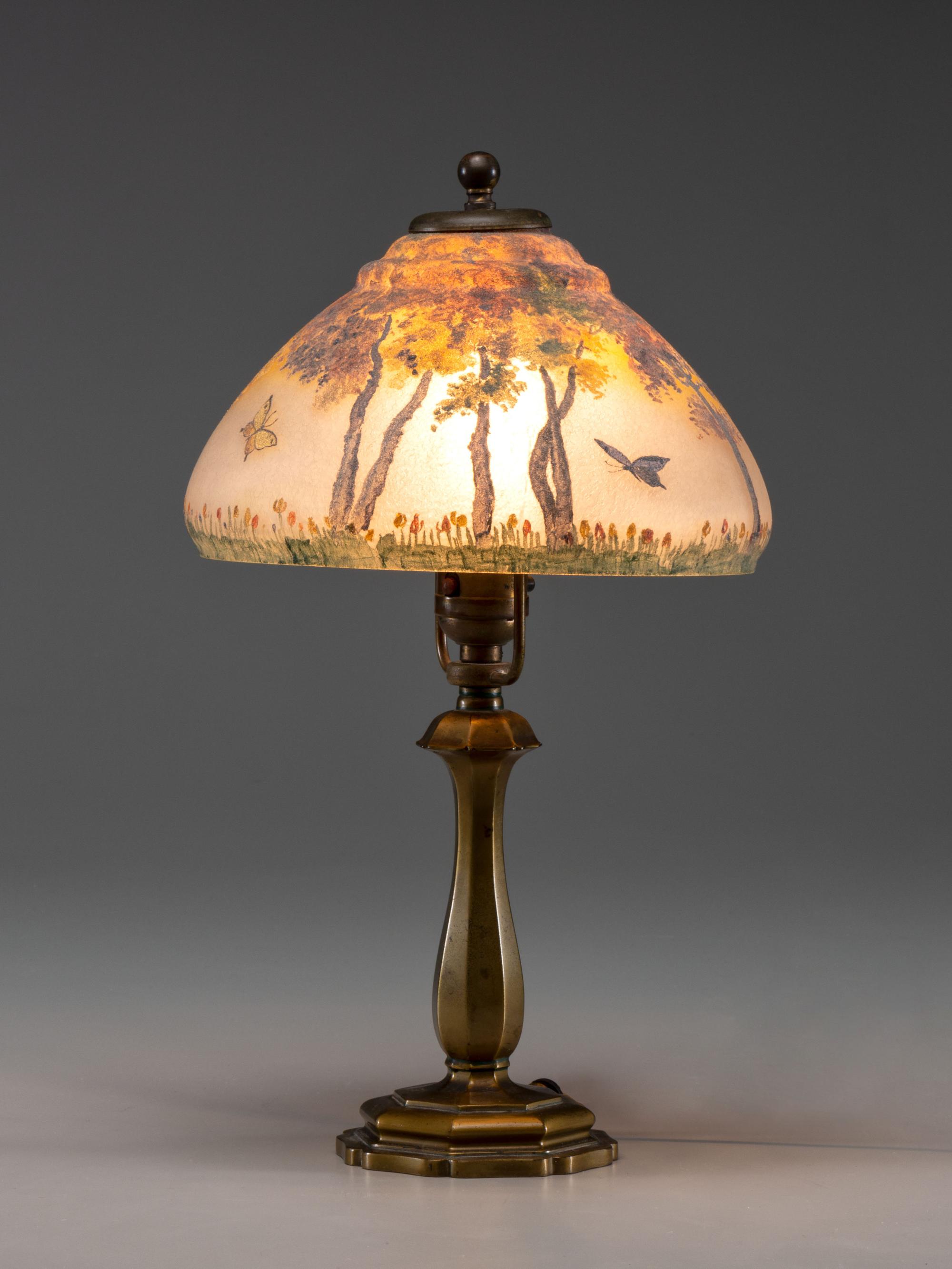 Reverse-Painted Boudoir Table Lamp