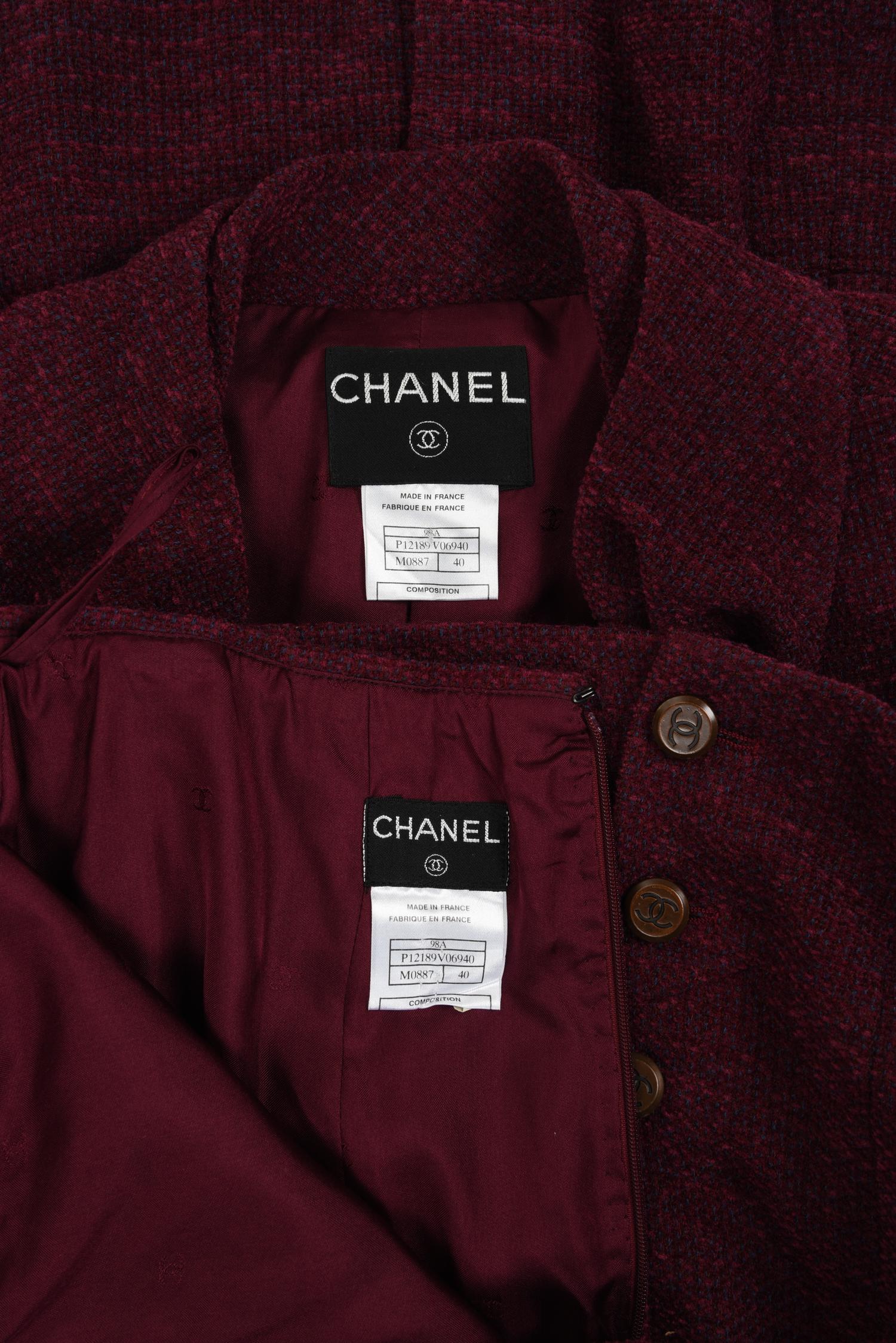 Chanel Chenille Two-Piece Double Breast Skirt Suit, Fall 1998