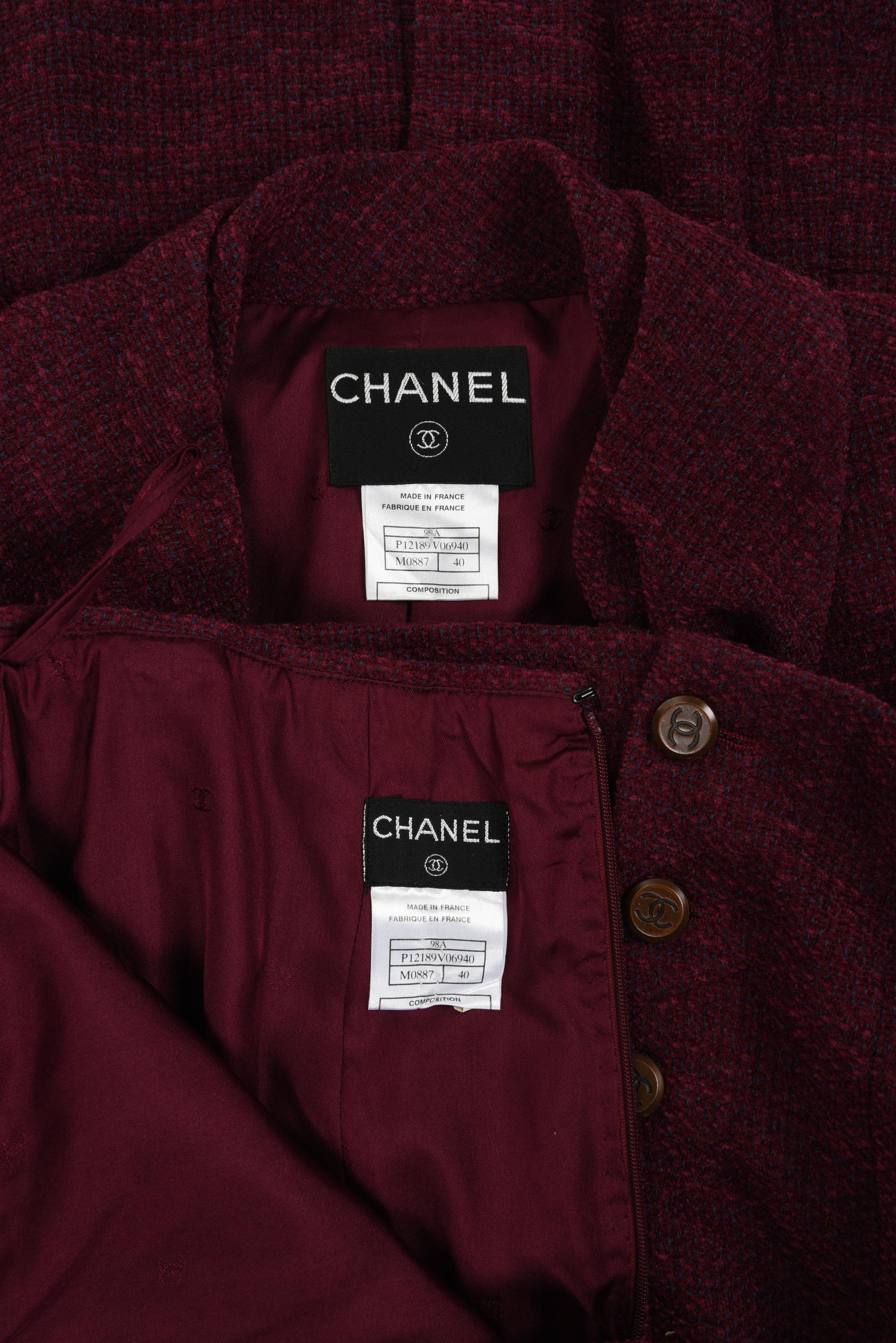 Chanel Chenille Two-Piece Double Breast Skirt Suit, Fall 1998