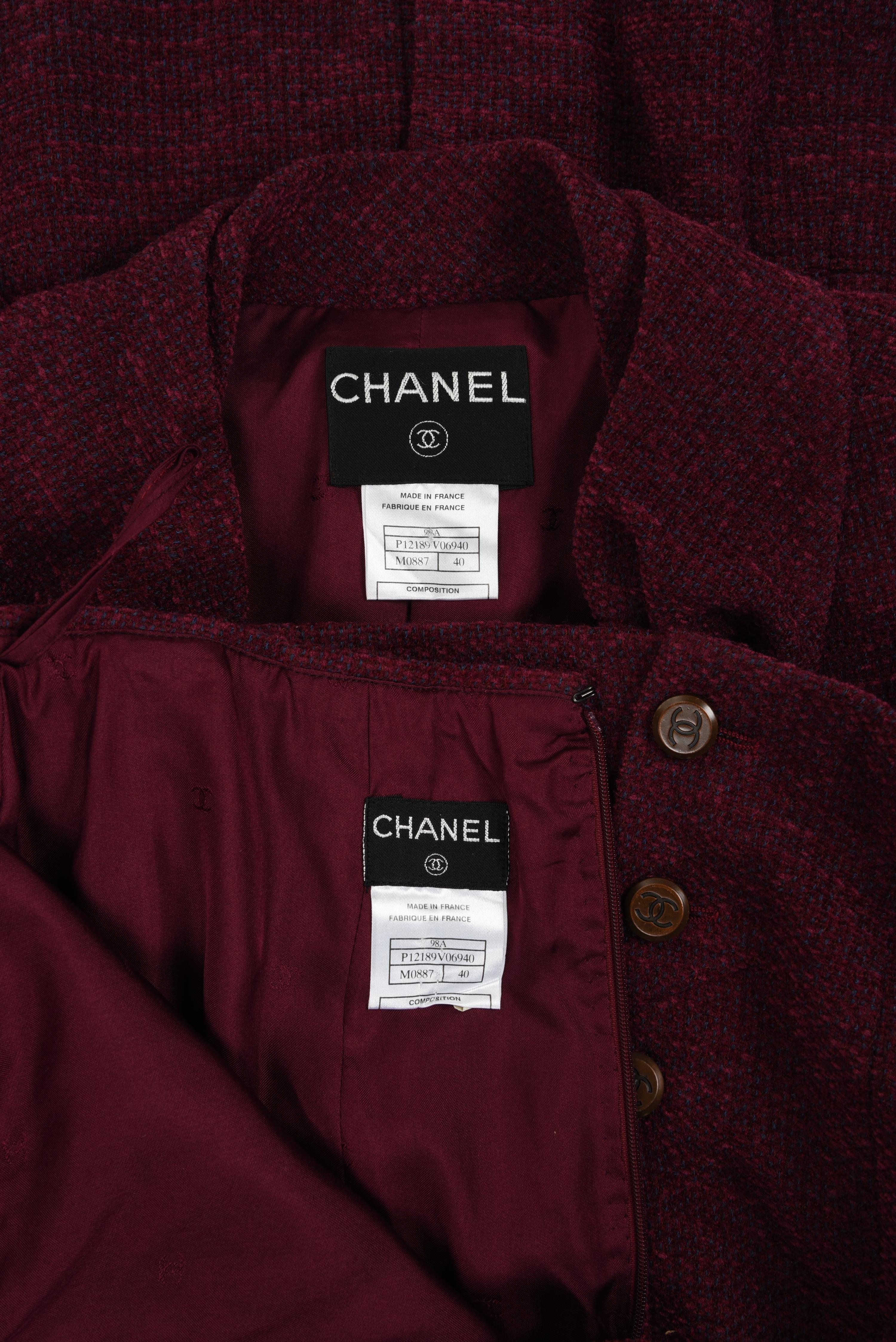 Chanel Chenille Two-Piece Double Breast Skirt Suit, Fall 1998