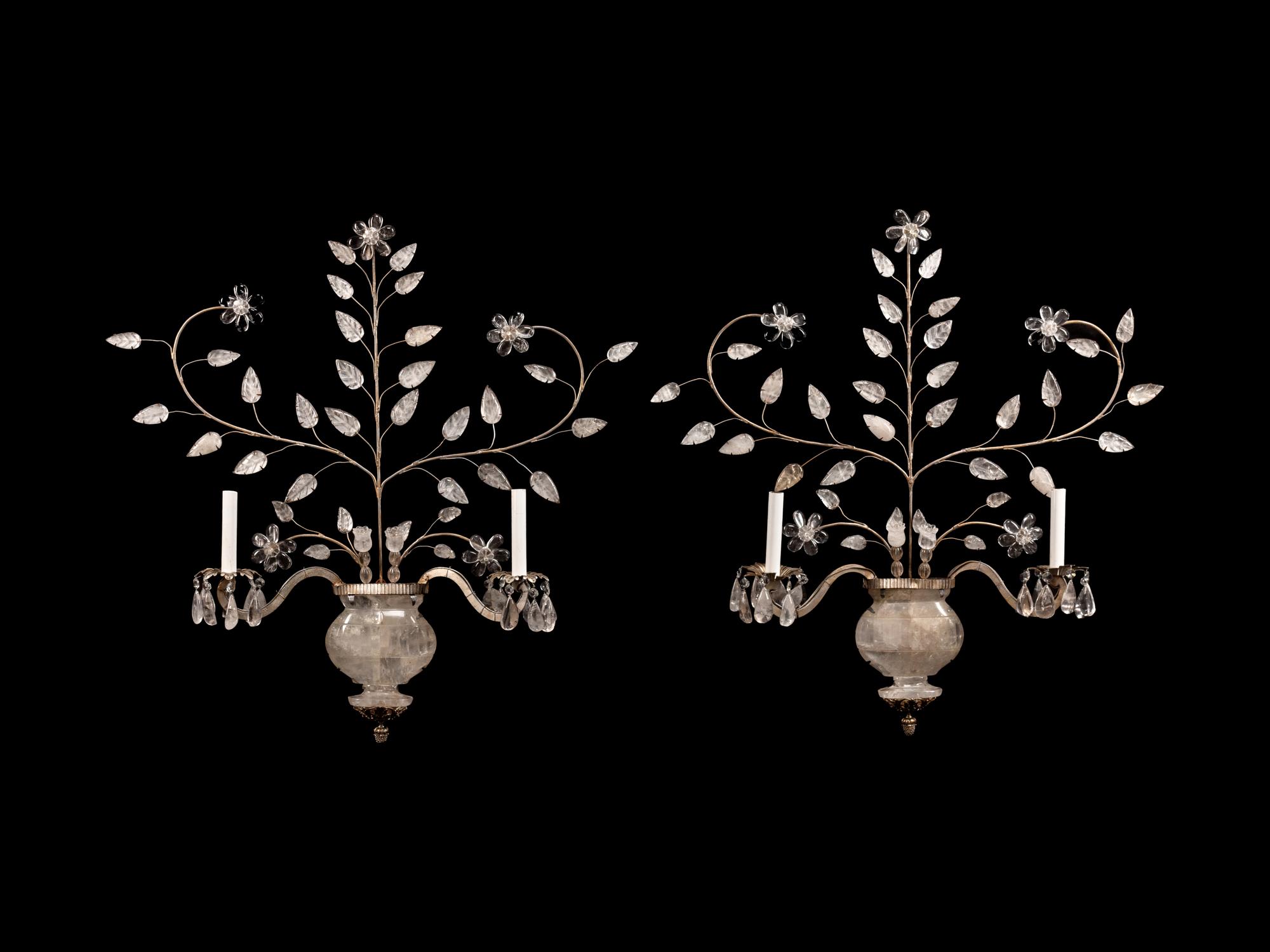 A Pair of Bagues Type 'Rock Crystal' Sconces