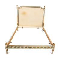A Louis XVI Style Painted and Parcel Gilt Full-Size Bed