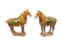 A Pair of Chinese Sancai Pottery Horses