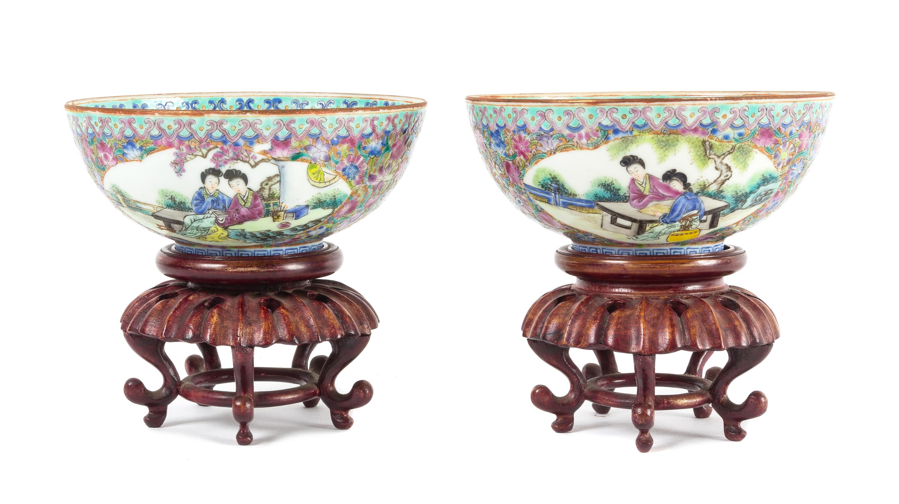 A Pair of Famille Rose Egg Shell Porcelain Bowls — LATE 19TH/20TH CENTURY