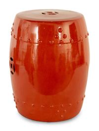 An Iron Red-Glazed Porcelain Garden Seat
