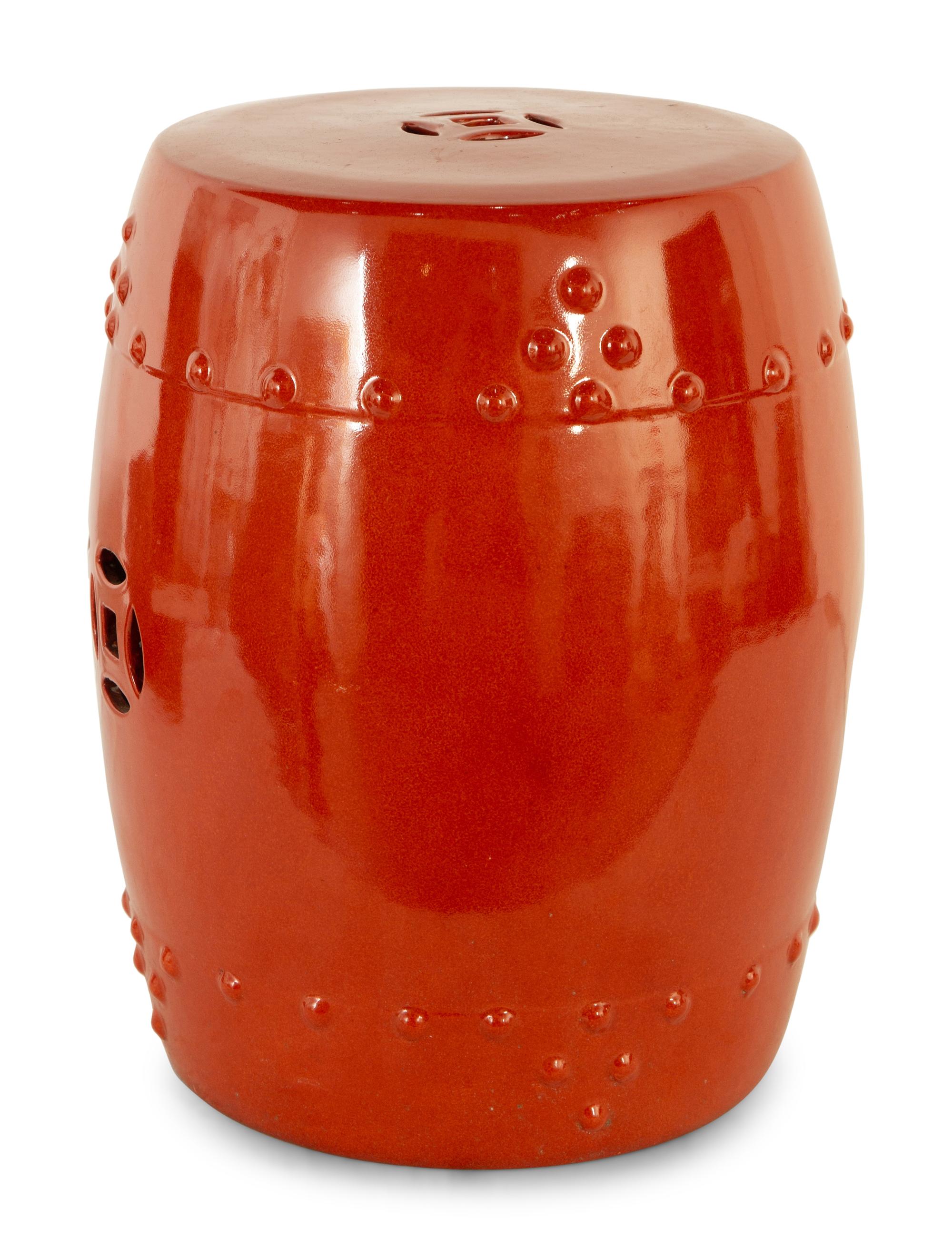 An Iron Red-Glazed Porcelain Garden Seat