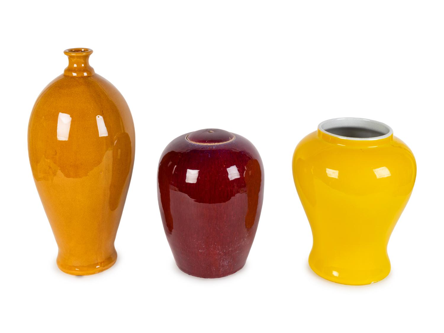 Three Contemporary Glazed Pottery Vessels — 20TH CENTURY