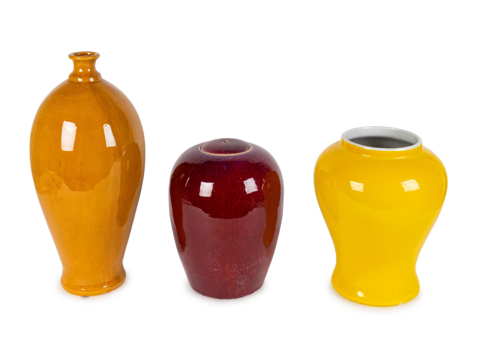 Three Contemporary Glazed Pottery Vessels — 20TH CENTURY