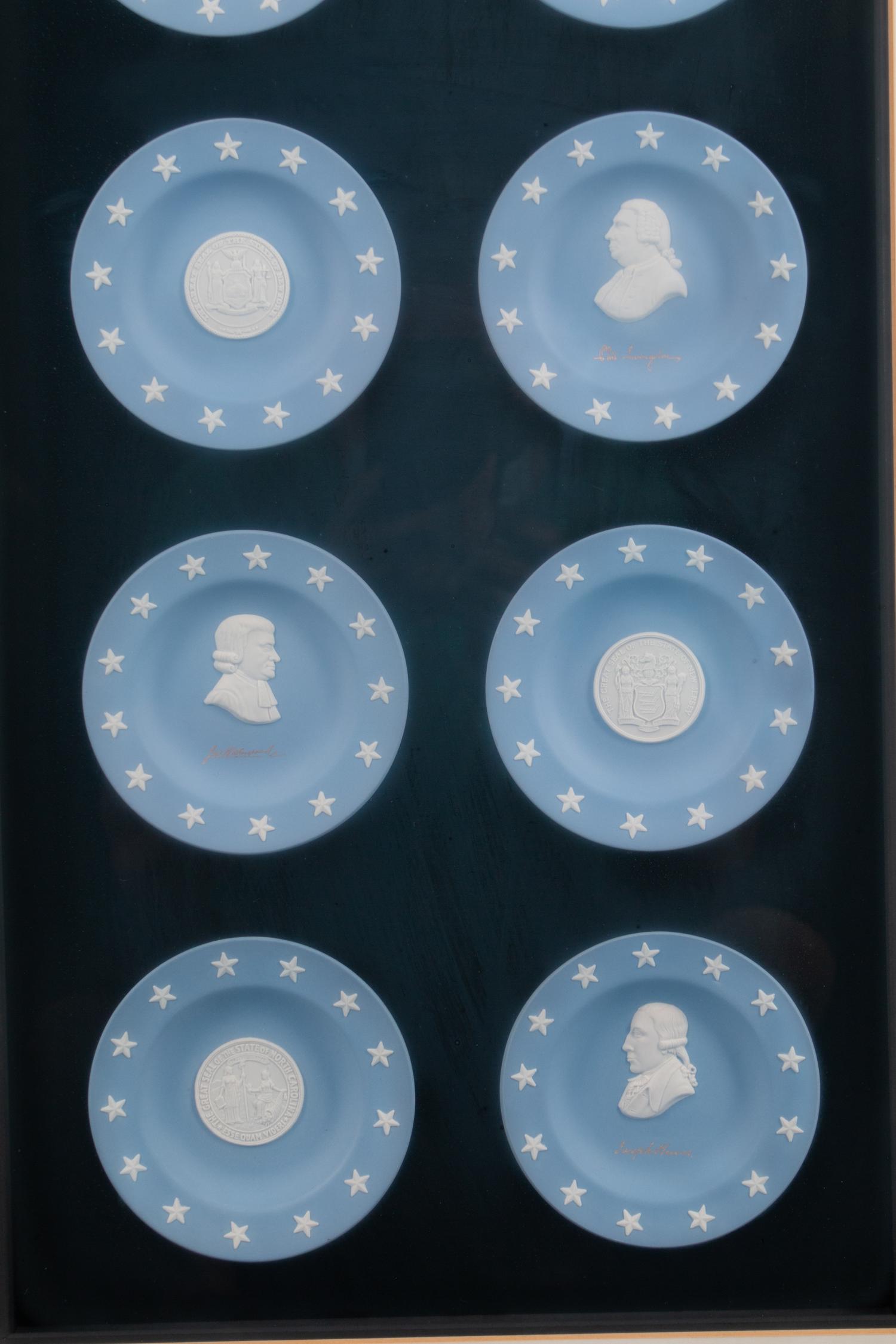 Two Framed Collections of Wedgwood Blue and White Jasperware Cameos