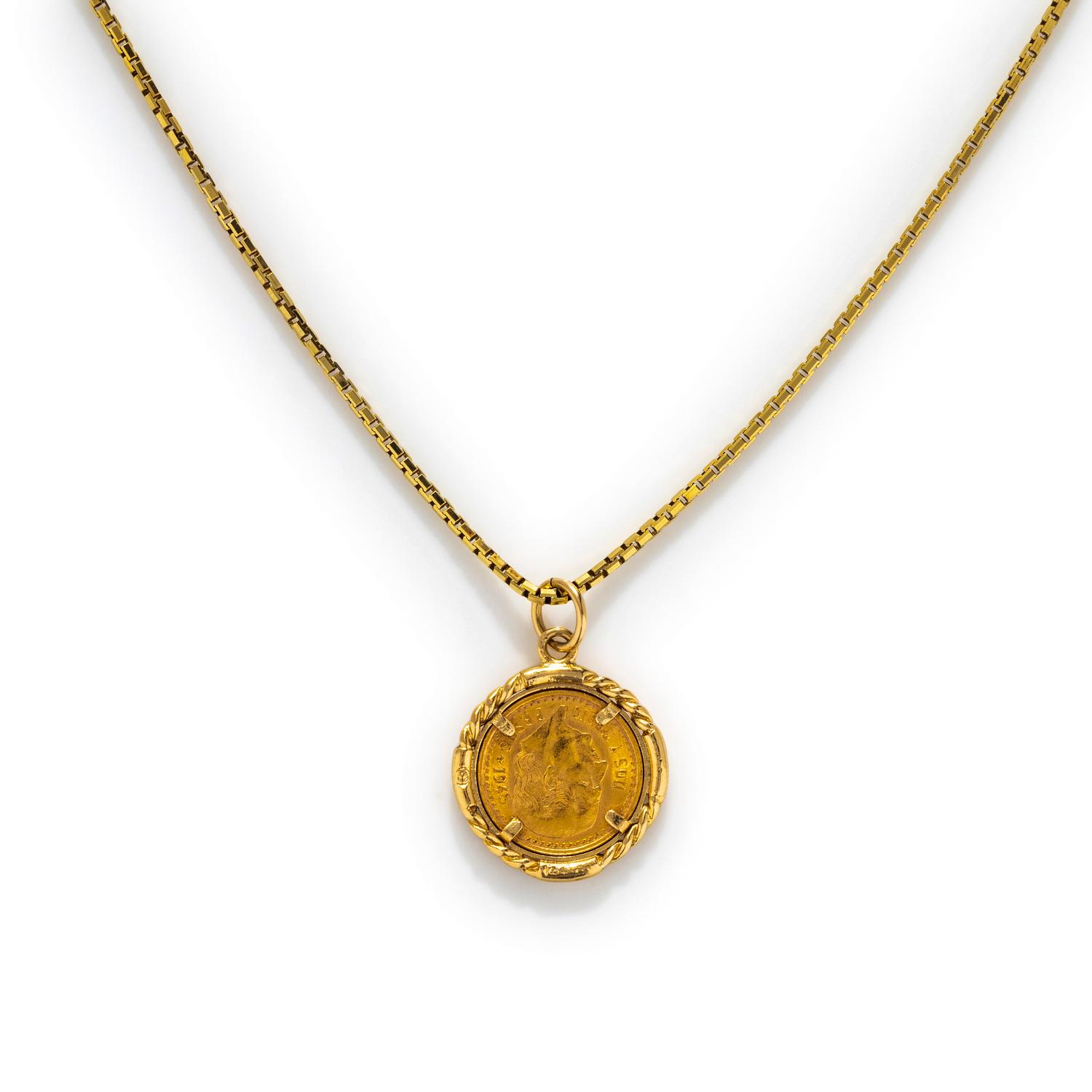 YELLOW GOLD COIN PENDANT/NECKLACE