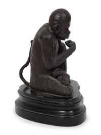 A Continental Bronze Sculpture of a Seated Monkey